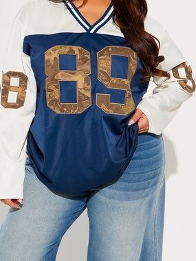 Navy and White Camo 89 Jersey Top